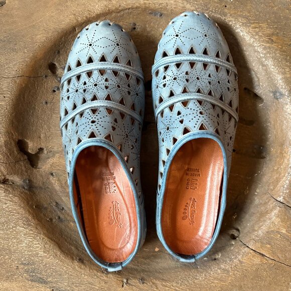 Spring Step Fusilade blue leather cutout mules slip-on shoes women's 38 / 7.5–8 - Picture 1 of 8
